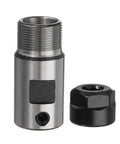 Pro 8-PC ER11 Collet Chuck Set With Quick Self Release Tool Holder For CNC Milling Drilling Boring And Sculpture Tasks Fits 1-7mm End Mills, showcasing a silver collet chuck and black nut.