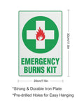 Rustproof Aluminum Warning Sign For First Aid Burn Kit Location 8 By 12 Inches With Clear Bold Lettering, Indoor Outdoor Safety Marker