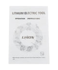 Lithium electric tool operation instructions manual with illustrations of various electric tools and safety guidelines.