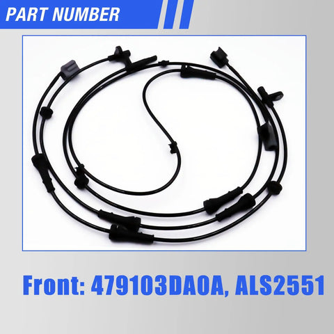 Plug N Play Abs Wheel Speed Sensor Front Left Or Right 2013 Through 2019 Nissan Sentra cable assembly with connectors.