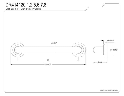 12-Inch Brass Grab Bar With 1.25-Inch Outer Diameter In Oil Rubbed Bronze, ADA Compliant 1.5-Inch Wall Clearance, Built Tough Sturdy As A Rock, 17-Gauge Brass, Designer Trimscape Manhattan Decor, Mounting Hardware Included