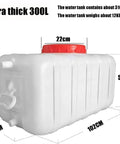 Heavy Duty Food Grade Water Storage Tank And Portable Emergency Water Container Built Tough For Prepping And Ready For Top Shelf Coverage When Local Stores Run Dry, 300L size, white with red lid.