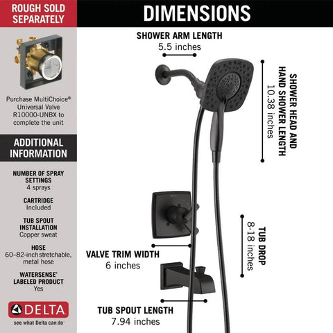 Premium Heavy Duty Matte Black Dual Shower Trim Kit With In2ition Two In One Handheld Combo To Level Up Your Bath Game Built Different Faucet Hardware Valve Not Included