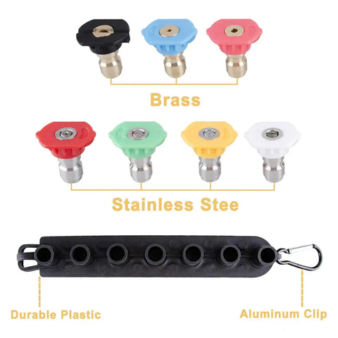 Pivoting Pressure Washer Adapter Kit With 240 Degree Rotation Gutter Cleaner Attachment Seven Nozzle Tips With Holder