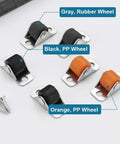 Durable Heavy Hitter 8 Pack Gray Low Profile Mini Caster Wheels With Manganese Brackets for various color options shown.