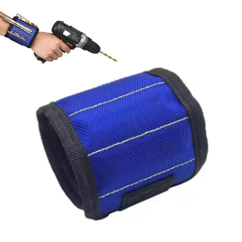 Magnetic Wristband Tool Holder With Strong Magnets Adjustable Oxford Fabric Wrist Belt Keeps Screws Nails Drill Bits In Place For Hands Free Work No Drop In Tight Spaces, blue