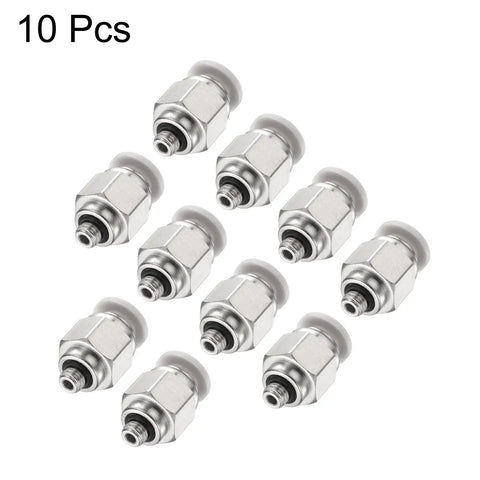Push To Connect Fittings 1 Quarter Inch Tube OD To 10-32 UNF Male Straight Union Copper Quick Connect Pneumatic Fittings