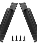 Sliding Barn Door Handle Set Black 2 Pack Aluminum Alloy 7.9 Inch Long Door Pulls With Plate 7.1 Inch Center To Center Mount