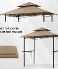Grill Gazebo Replacement Canopy Top for Model LGG001PSTF Beige Waterproof 100 Percent Polyester Fabric Meets CPAI 84 Fire Retardant Standard Fits Outdoor Grill Shelters shown in use and folded.