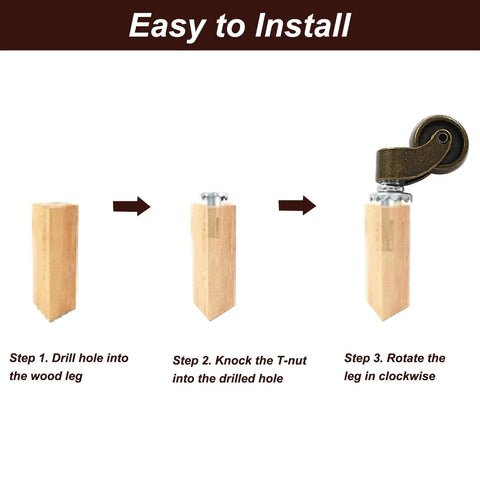 Installation steps for 1.2 Inch M6 Threaded Adjustable Furniture Leveling Feet Set Four Pack Screw In Levelers For Chairs Tables Cabinets And Sofas.