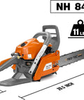 Beast 43cc Gas Chainsaw With 16 Inch Bar And Chain, Lightweight 11 lb Powerhead, Magnesium Crankcase, side view illustration