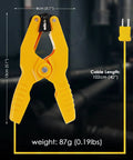 Yellow HVAC temperature clamp with K-type thermocouple lead and jaw clip, 102cm cable