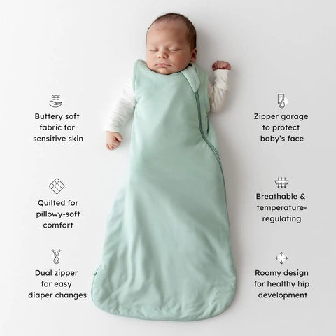 Bamboo Sleep Sack for Infants and Toddlers, 1.0 TOG Wearable Blanket With Dual Zipper, Hip Friendly and Cozy, Year Round Sage Baby