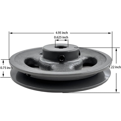 Cast Iron Belt Pulley One Groove For Five Eighths Inch Bore And Four Point Nine Five Inch Outer Diameter For V Belt Section A AX 3L 4L Motor Pulley Premium Grade For Industrial Use