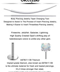 Taper insertion tools for Titanium F136 Medical Grade 20G Threadless Flat Back Opal Stud Earrings Set, 6mm bar and 3mm gem
