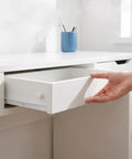 Heavy Duty Cabinet Drawer Tracks With Plastic And Metal Construction White Center Mount Slides For Shelves And Bins Noiseless Smooth Operation No Brainer Install Lightweight Runner System For Dresser Or Cabinet Use, white drawer open