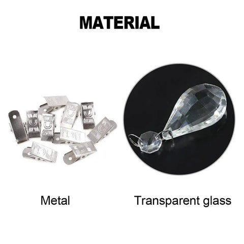 Set Of 10 Crystal Teardrop Tablecloth Weights With Metal Clips For Outdoor Picnics And Patio Tables AB Crystal Glass Prism Pendants Materials