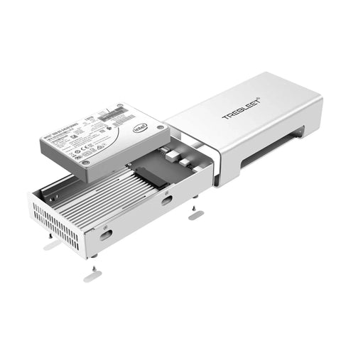 Grab This Top-Shelf Aluminum U.2 NVMe SSD Enclosure USB4 V2 showing the enclosure with a U2 NVMe SSD inside.