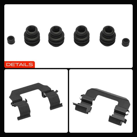 A-Premium Front Disc Brake Hardware Kit For 2004 Hyundai Sonata V6 And L4 Models Plus Tucson Azera Kia Sportage 2005-2010 Solid Duragrip Set, dust boots and clips