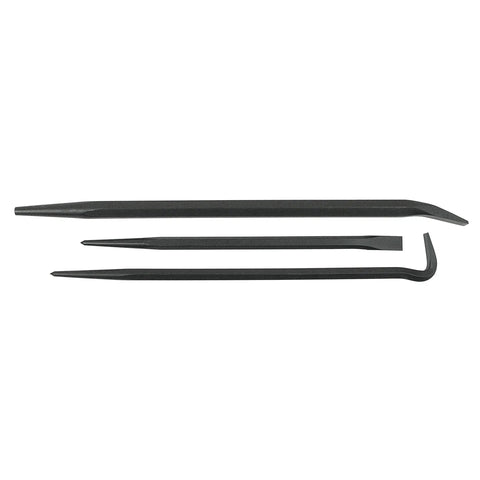 Three Piece Line-Up Pry Bar Set With Rolling Head 14 Inch, 16 Inch And 20 Inch Bars In Black Oxide Finish, Alloy Steel