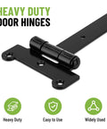 Top Shelf Heavy Duty 24 Inch Gate Hinges 4 Pack, Black Powder Coated Steel Built Hella Tough, Rust Resistant With All Mounting Hardware For A Smooth Swing, close-up of a single hinge.