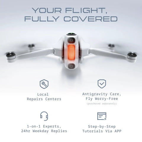 Close-up front view of Infinity A1 Bundle With 3 High Capacity Batteries 8K 360 Drone for immersive flight and support details.