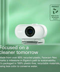 Pro 1080p Webcam Featuring Slick 60Fps Video And Secure Privacy Shutter For Instant Plug And Play Action On Laptops And Desktops. White webcam on green background.