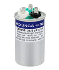 35/5 MFD Dual Run Start Capacitor 370V/440V CBB65 for AC Unit, heat pump, condenser or fan motor replacement, front view