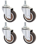 4 Pack 2 Inch TPR Rubber Caster Wheels For Furniture Quiet Ball Bearing Rollers Floor Savers Heavy Duty in chrome and coffee brown.