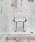 Heavy Duty Shower Chair with Back and Arms for Inside Shower, 450 Pound Weight Capacity, anti rust aluminum frame, in shower