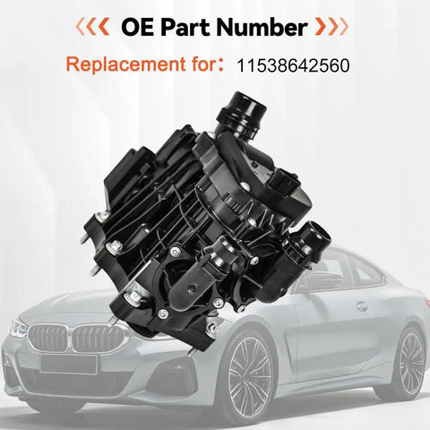 Shop Grade Engine Coolant Thermostat Housing Replacement For BMW 230i Models 2022 To 2025, black plastic with ports.