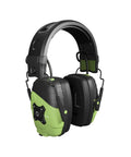 Bluetooth Hearing Protection Earmuffs with Aware Technology Passthrough, safety green, headband style for lawn mowing and loud job sites.