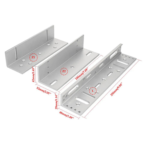 Heavy Duty Magnetic Door Lock With Z And L Brackets Built Tough, 600 Pounds Holding Force, 12V Fail Safe NC, Stainless Steel Body For Access Control System, Easy Install For Secure Entry Z and L brackets