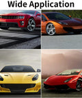 Tire changer switch product collage showing four sports cars in red, orange, and yellow.