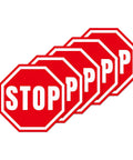 5 Pack Large Stop Stickers 17 By 17 Inches Vinyl Road Warning Sign For Worksite Safety Heavy Duty Industrial Grade Vinyl Resists Foot Traffic Forklift Wheels And Scuffs, stacked red stop stickers