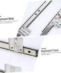 13.77 Inch Bearing Keyboard Slide Rails with Soft Close Under Desk Drawer Slides, ball bearing design, mounted and extended view.