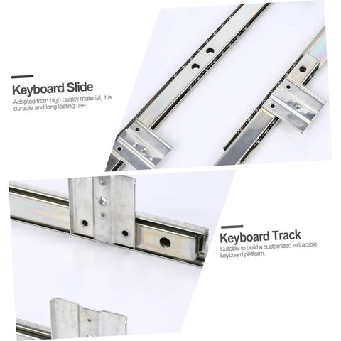 13.77 Inch Bearing Keyboard Slide Rails with Soft Close Under Desk Drawer Slides, ball bearing design, mounted and extended view.