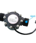Water Flow Sensor 5-18V Hall Effect Flowmeter For DC Liquid Monitoring, 1-1/4 Inch Size, Inline Flow Switch, front view
