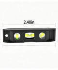 Magnetic Torpedo Level 6 Inch, 3 Bubble Spirit Measuring Tool with dimensions, showing black body and acrylic vials.