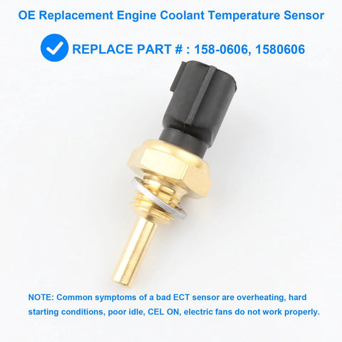 Brass threaded engine coolant temperature sensor with black plastic connector