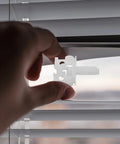 Dead Simple And Tough Vertical Blind Replacement Parts With Slick Pull Pulleys Plus Quick Fix Carrier Kits For Window Curtain Wands shown in use.