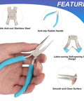 Hand holding Needle Nose Pliers For Jewelry Making And Beading, Precision Chain Nose Pliers For Wirework And Repair with blue handles