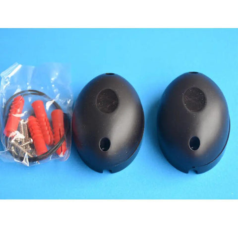 Waterproof Single Infrared Beam Sensor Photoelectric Barrier Detector for indoor or outdoor use with black housing and accessories
