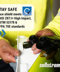 Hands assembling Beefy Full Face Shield Mask With Hard Hat Arc Flash Rated Protective Gear For Work & Grinding ANSI Z87 1 Shield