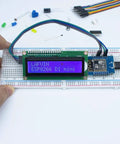 Five Pack D1 Mini NodeMCU ESP8266 ESP-12F WiFi Dev Board Bundle on breadboard with LCD display for Arduino IDE IoT prototyping