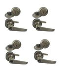 Tustin Series Keyed Alike Entry Lever Lock and Single Cylinder Deadbolt Combo in Antique Brass, 4 Pack Front Door Security