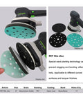 Check Out These Heavy Duty 6 Inch Sanding Discs With 17 Holes For Perfect Grip And Dust Venting On Random Orbital Sanders For Amazing Wet Dry Projects. Image displaying sanding disc with 17 holes on an orbital sander.