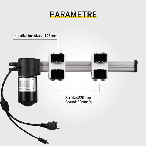 Heavy Duty ML18-024 Power Recliner Replacement Motor With Pre Wired Power Cord Rugged Steel Linear Actuator dimensions 128mm install, 220mm stroke.