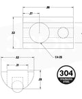 Stainless Steel Self Aligning Roll In T Nuts Ball Spring 25 Pack dimensions illustration with 1/4-20 thread specifications.