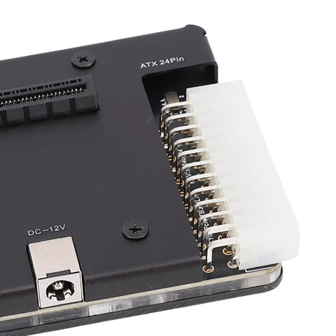 ATX power connector on Thunderbolt 4 eGPU enclosure USB4 external graphics dock for enhanced laptop performance.